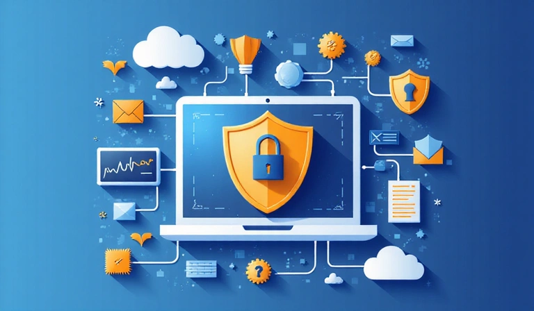 Ilustración de seguridad de datos y privacidad en línea